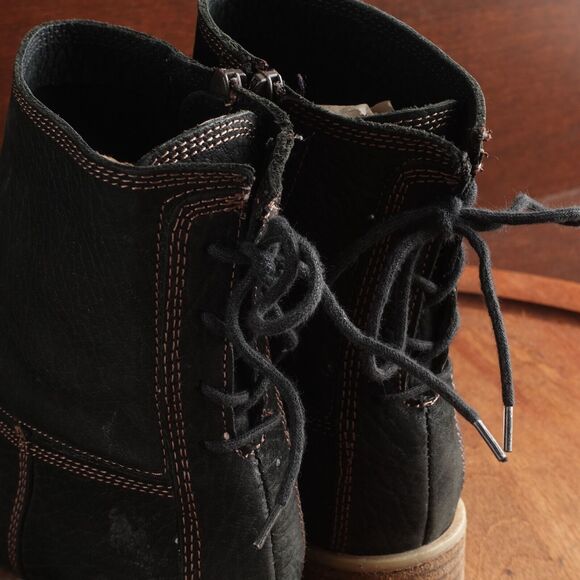 Josef Seibel Boots Womens SZ EU 37 US 6-6.5 BLK Sienna 01 Leather Back Tie Ankle - Picture 7 of 16